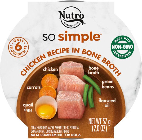 Nutro So Simple Meal Complement Chicken Recipe in Bone Broth Grain-Free Adult Wet Dog Food Topper, 2-oz tray, case of 10 slide 1 of 9