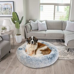 Best Friends by Sheri The Original Calming Shag Fur Donut Cuddler Cat & Dog Bed, Denim, X-Large