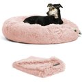 Best Friends by Sheri The Original Calming Donut Cat & Dog Bed & Throw Blanket, Cotton Candy, Large