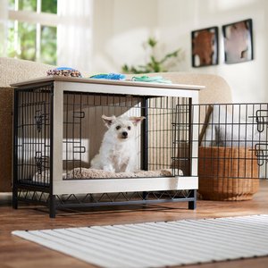 Frisco Easy Set-Up Wood Furniture Style Dog Crates, Grey, Small