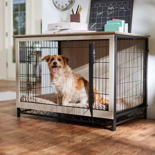 FRISCO Easy SetUp Wood Furniture Style Dog Crates, Grey, Med/Large