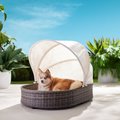 Frisco Outdoor Wicker Retractable Canopy Dog Bed