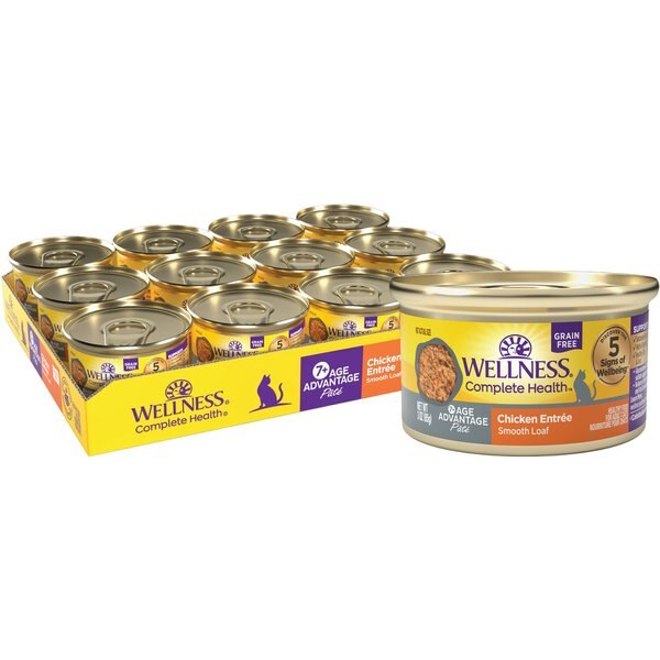 Wellness Complete Health Grilled Beef & Lamb Grain-Free Cuts in Sauce Wet Cat Food, 3-oz can, case of 12