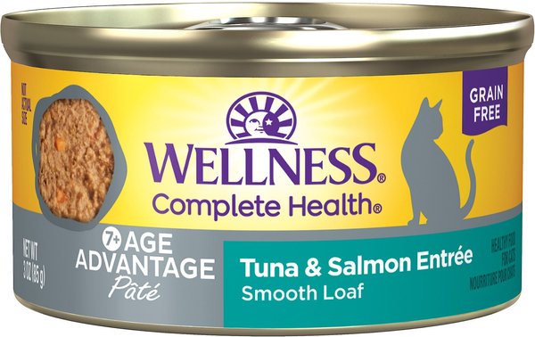 Wellness Complete Health Age Advantage Tuna & Salmon Pate Wet Cat Food, 3-oz, 24 count slide 1 of 8