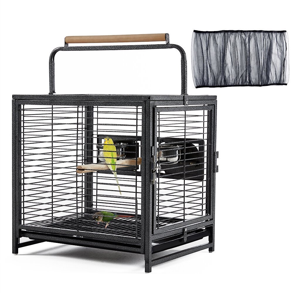 YAHEETECH Iron Travel Bird Cage Carrier, Hammered Black, 26in Customer