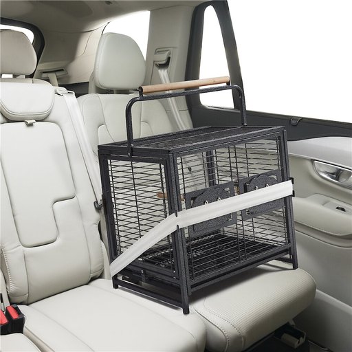 Yaheetech Iron Travel Bird Cage Carrier, Hammered Black, 26-in