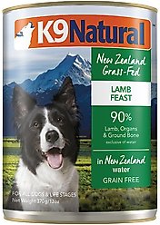 K9 Natural Grass-Fed Lamb Feast Grain-Free Canned Dog Food, 13-oz, case of 12