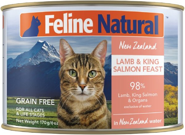 Feline Natural Lamb & King Salmon Feast Grain-Free Canned Cat Food, 6-oz, case of 12 slide 1 of 9