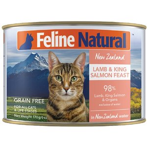 Feline Natural Lamb & King Salmon Feast Grain-Free Canned Cat Food, 6-oz, case of 12