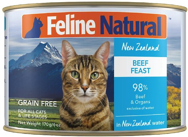 Feline Natural Beef Feast Grain-Free Canned Cat Food, 6-oz, case of 12 slide 1 of 8