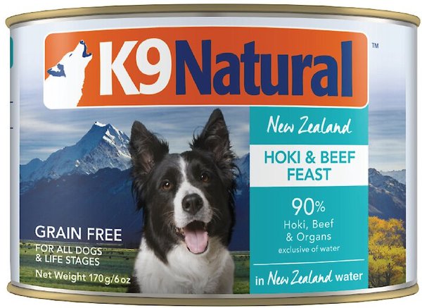 K9 NATURAL Hoki & Beef Grain-Free Canned Dog Food, 6-oz