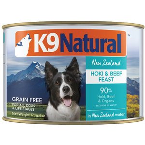 K9 Natural Hoki & Beef Grain-Free Canned Dog Food, 6-oz, case of 12