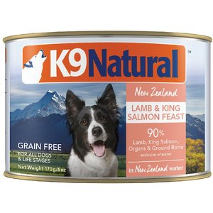 K9 Natural Lamb & King Salmon Grain-Free Canned Dog Food, 6-oz, case of 12