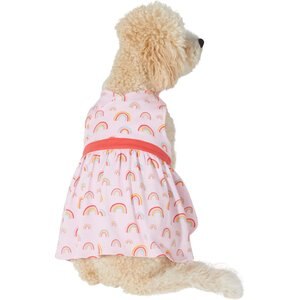 All Good Things Rainbow Print Crossover Dog Dress, Pink, Medium