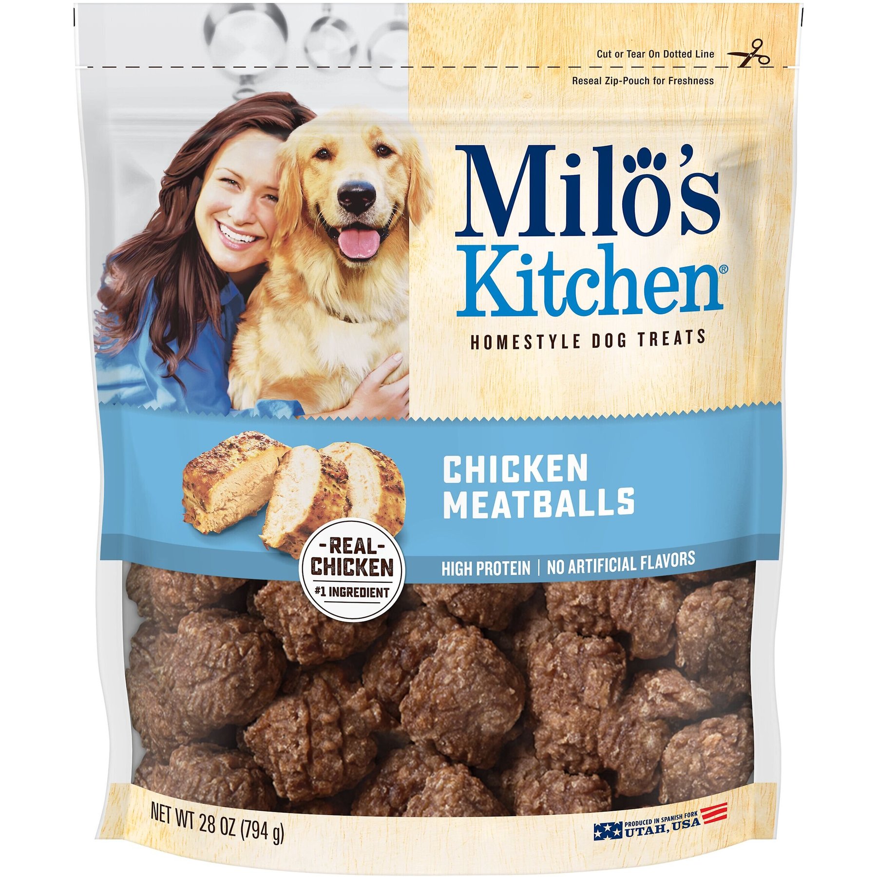 MILO S KITCHEN Chicken Meatballs Dog Treats 28 Oz Pouch Chewy Com   364054 MAIN. AC SS1800 V1643252044  