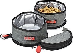 KONG Fold-Up Dog Bowl, Red & Black, Small