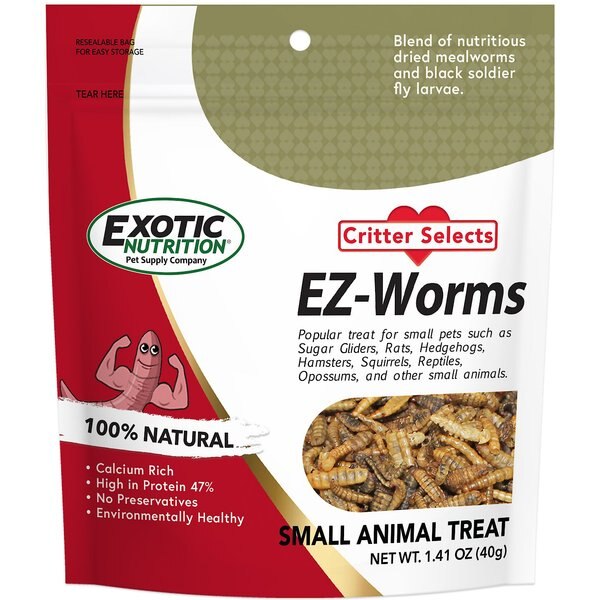 Exotic Nutrition Critter Selects Dried Mealworm Small Pet Treat, 1.41-oz bag