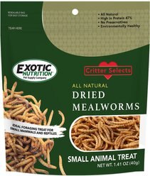 Exotic Nutrition Critter Selects Dried Mealworm Small Pet Treat, 1.41-oz bag