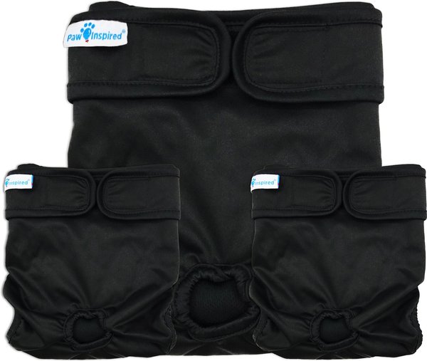 Paw Inspired Washable Female Dog Diaper, Black, Black Lining, Small, 3 count slide 1 of 9