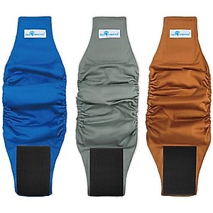 Paw Inspired Belly Band Male Dog Wrap Washable, Black Lining, Small, 3 count