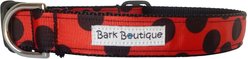 Bark Boutique Polka Dots Standard Dog Collar, Red/Black, Medium: 10 to 17-in neck, 1-in wide