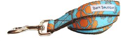 Bark Boutique Retro Flower Standard Dog Leash, 5-ft long, Blue/Orange