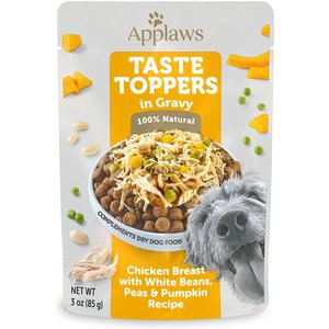 Applaws Taste Toppers Chicken, Peas, Pumpkin & White Beans in Gravy Wet Dog Food Topper, 3-oz pouch, case of 12