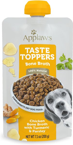 Applaws Spout Chicken Bone Broth with Turmeric & Parsley Wet Dog Food Topper, 7.1-oz pouch, case of 6 slide 1 of 6