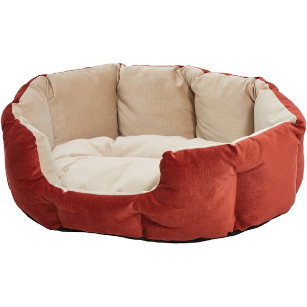 FRISCO Velvet Round Bolster Dog Bed w/Removable Cover, Gray, XXLarge