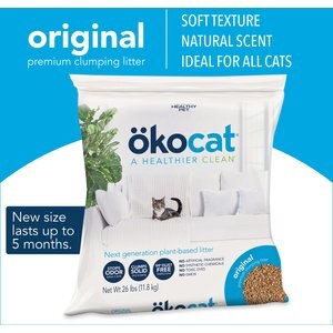 Okocat Original Premium Wood Clumping Cat Litter, 26-lb bag