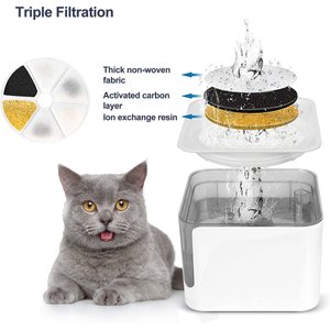 Petdiary Automatic Cat Water Fountain, White, Medium