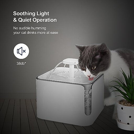 Petdiary Automatic Cat Water Fountain, White, Medium