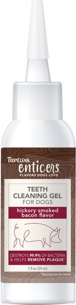 TropiClean Enticers Hickory Smoked Bacon Flavor Dog Teeth Cleaning Gel, 2-oz tube