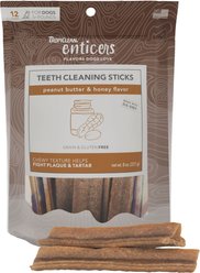 TropiClean Enticers Sticks Peanut Butter & Honey Flavor Dog Dental Chews, 12 count