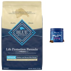 Zesty Paws Advanced Mobility Chicken Flavored Chews Joint Supplement + Blue Buffalo Life Protection Formula Chicken & Brown Rice Recipe Dry Food for Senior Dogs