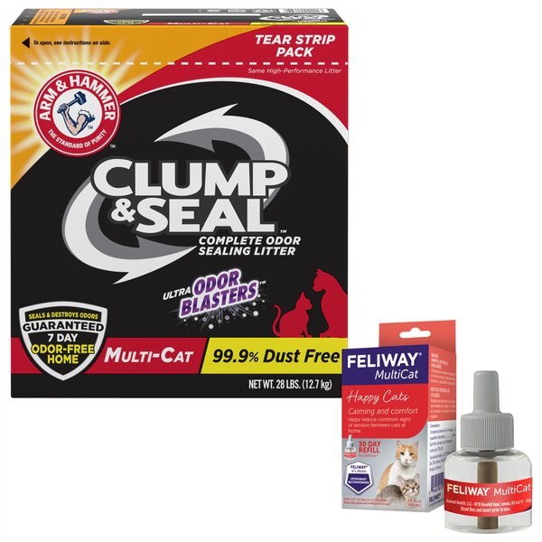Feliway MultiCat Calming Diffuser Refill for Cats, 1 count + Arm & Hammer Litter Clump & Seal Multi-Cat Scented Clumping Clay Litter slide 1 of 9