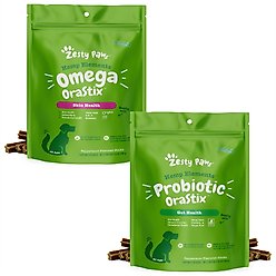 Zesty Paws Omega OraStix Skin Health Peppermint Flavor Chews Supplement + Probiotic OraStix Mint Flavored Dental Chews for Dogs slide 1 of 9