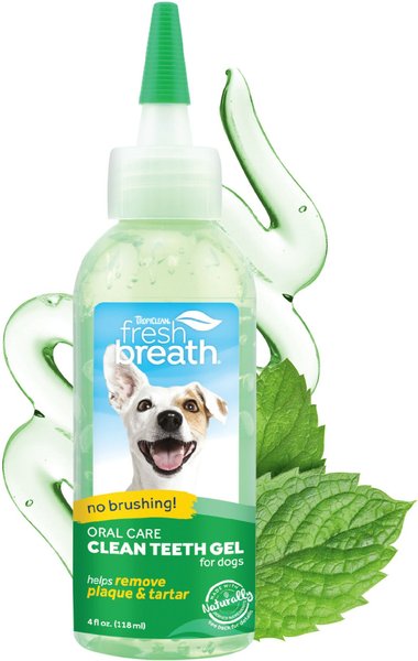 TropiClean Fresh Breath Water Additive + No Brushing Clean Teeth Dental Gel for Dogs slide 1 of 10