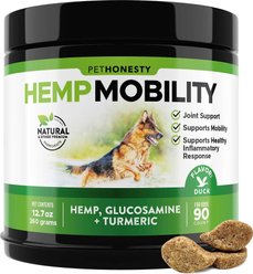 PetHonesty Hemp Mobility Duck Flavored Soft Chews Joint Supplement + Purina Pro Plan Veterinary Diets FortiFlora Powder Digestive Supplement for Dogs slide 2 of 9