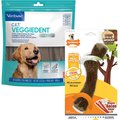 Virbac C.E.T. VeggieDent Fr3sh Tartar Control Chews, Large + Nylabone Strong Chew Stick Maple Bacon Flavored Chew Toy for Dogs