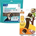 Virbac C.E.T. VeggieDent Fr3sh Tartar Control Chews, Medium + Nylabone Strong Chew Stick Maple Bacon Flavored Chew Toy for Dogs