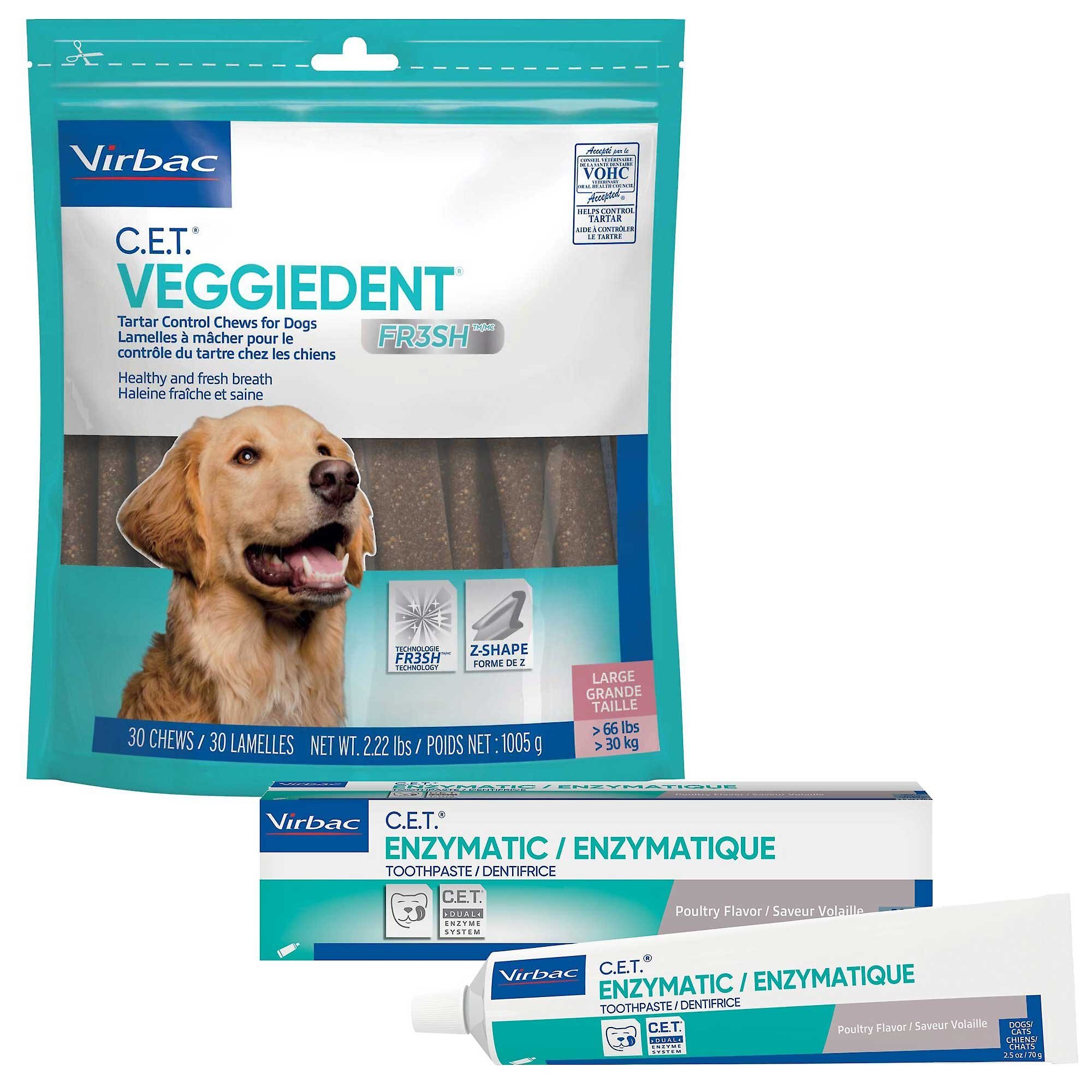 VIRBAC C.E.T. VeggieDent Fr3sh Dental Chews for Large Dogs & Virbac C.E