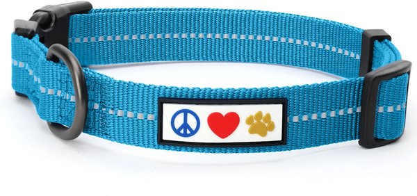 Pawtitas Recycled Reflective Dog Collar, Teal, Medium slide 1 of 9