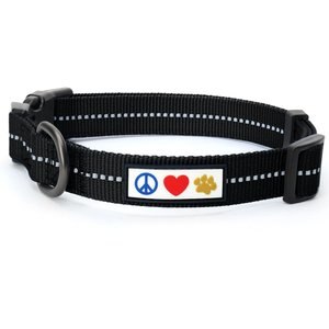 Pawtitas Recycled Reflective Dog Collar, Black, Medium
