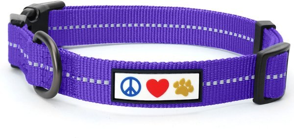 Pawtitas Recycled Reflective Dog Collar, Purple, Medium slide 1 of 9