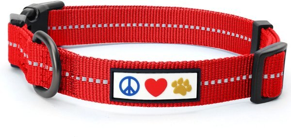 Pawtitas Recycled Reflective Dog Collar, Red, Medium slide 1 of 9