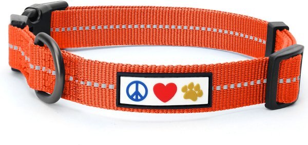 Pawtitas Recycled Reflective Dog Collar, Orange, Medium slide 1 of 9