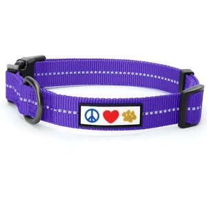 Pawtitas Recycled Reflective Dog Collar, Purple, Large