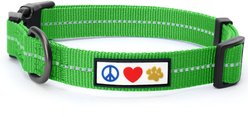 Pawtitas Recycled Reflective Dog Collar, Green, Large