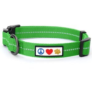 Pawtitas Recycled Reflective Dog Collar, Green, Large